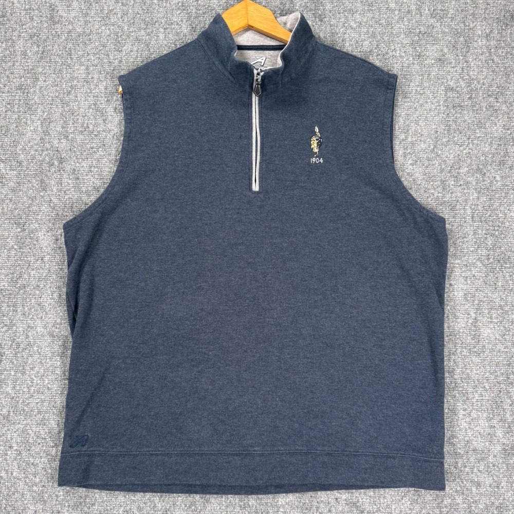 Ahead USA Golf Vest Men's XXL Navy Blue Heather Quarter Zip 1904 Logo